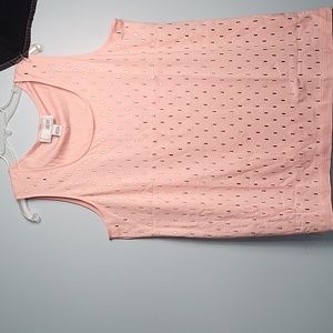 Blossom color tank top with silver metal studs, vintage Joan Wass, size 1X V3